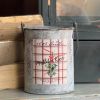 20oz. Tin Bucket Candle-Mistletoe Kisses Plaid Label