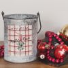 20oz. Tin Bucket Candle-Mistletoe Kisses Plaid Label
