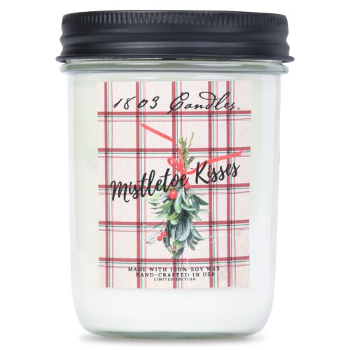14oz. Jar-Plaid Mistletoe Kisses