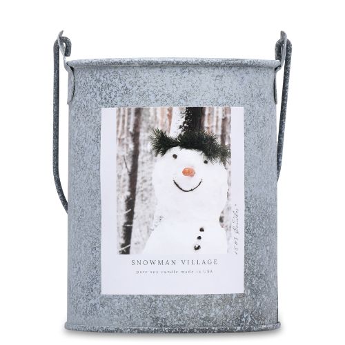 20oz. Tin Bucket Candle-Snowman Village Border Label