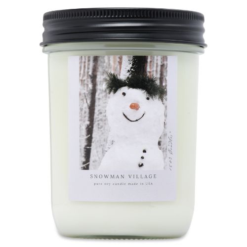 14oz. Jar-Snowman Village Border Label