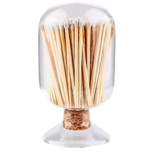 Decorative Glass Cloche Matches, White
